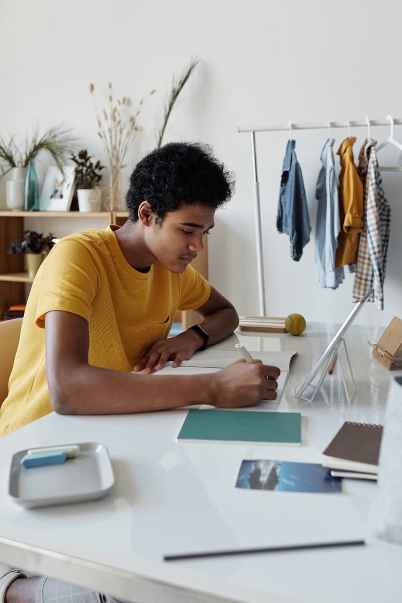 Student studying at desk